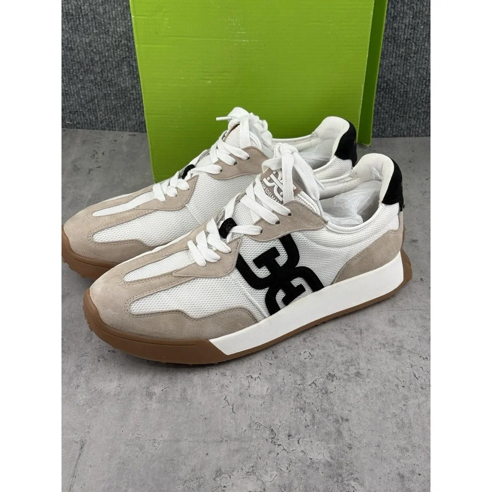 Sam Edelman Langley Sneakers White Tan Black Suede Mesh Womens 12 M NIB
